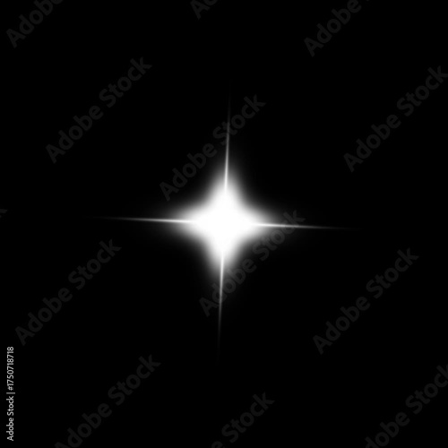 white star light effect with four rotating sides, dark background