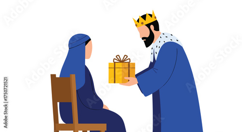 The Nativity Scene Depicts the Magi Presenting Gifts to the Virgin Mary