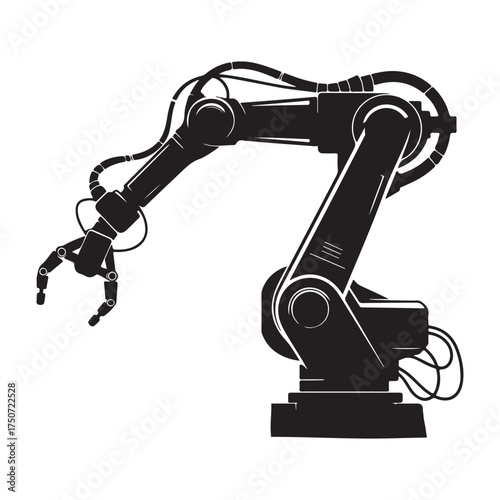 robotic arm rig silhouette vector on white background
