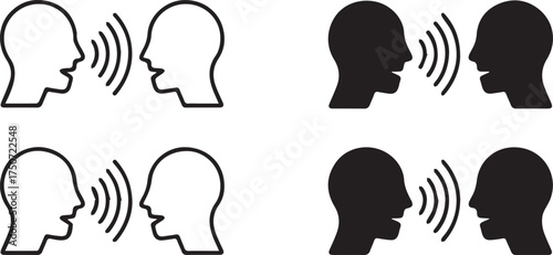 People Talking Icons Showing Speak and Listen for Communication Connection and Dialogue