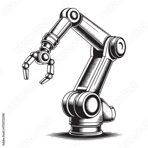robotic arm rig silhouette vector on white background