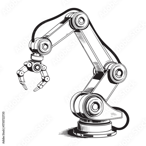 robotic arm rig silhouette vector on white background
