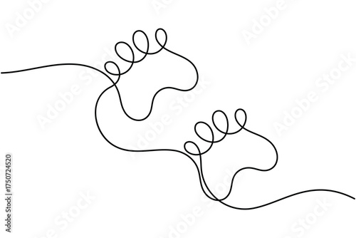 Cute dog paw continuous one line drawing minimal pet outline vector illustration on white background