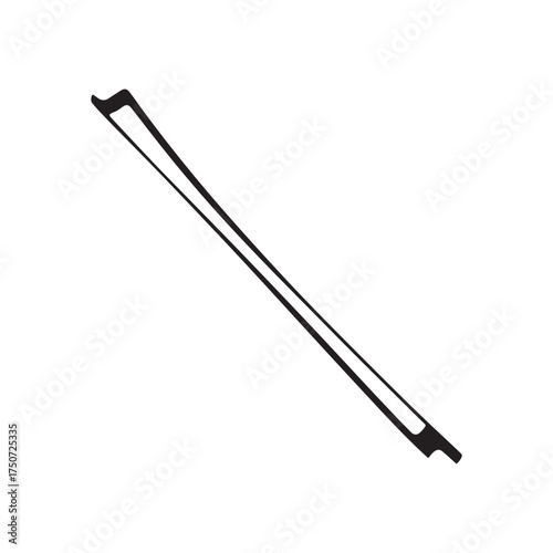 Simple Violin or Cello Bow Outline Vector: Classical Music Instrument Line Art Drawing for Logos and Art