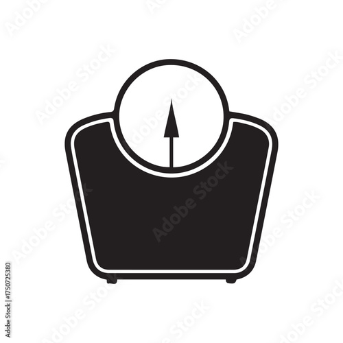 Simple Bathroom Weight Scale Silhouette Icon: Health, Diet, and Body Mass Measurement Vector Symbol