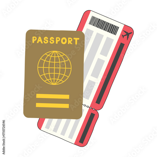 Passport and boarding pass on a White background, vector illustration.