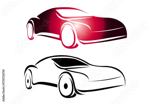 logo de voiture rouge et stilysé noir