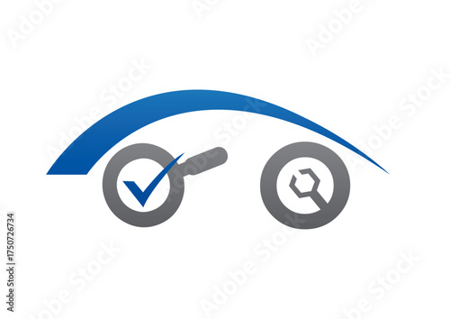 logo de voiture simple avec deux icones cherche et réparation