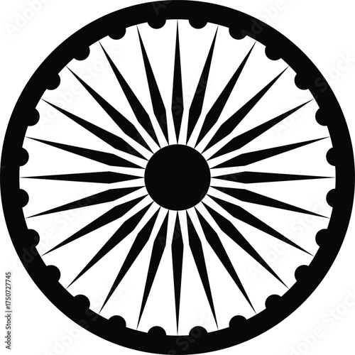 Black Symbol of Ashok Chakra EPS Vector. Indian flag Ashok chakra vector illustration.