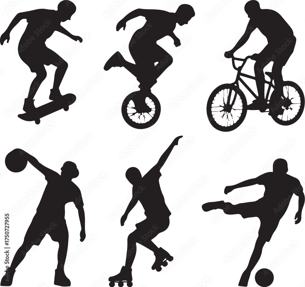 Fototapeta premium Dynamic athletes in action silhouettes