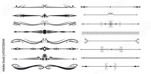 elements or border and page rules frame vector illustration set. Set of decorative vintage vector elements. dividers for your design. Divider, border, header 