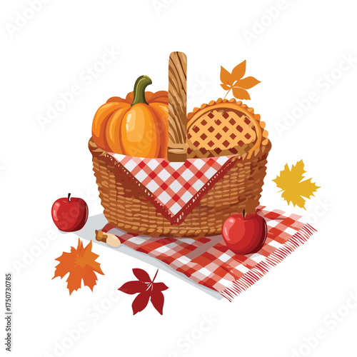 Autumn basket of pumpkin pie apples
