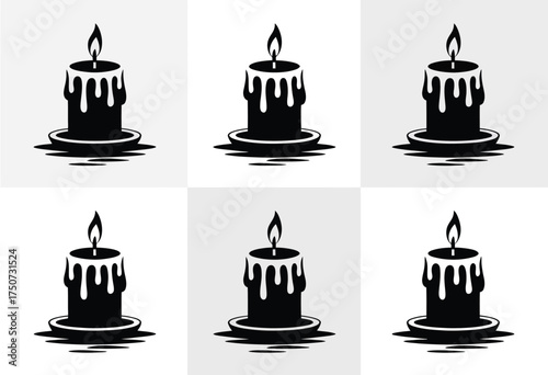 Six striking black silhouette candle illustrations elegant and scalable vector graphics for eps silhouette vector illustration white background