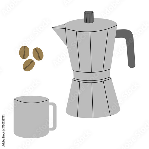 Coffee elements set 1, PNG illustration.