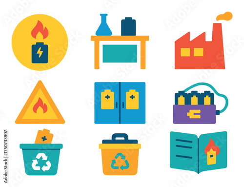 Lithium Battery Safety Icons