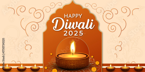 Happy Diwali - festival of lights colorful poster template design with decorative diya lamp. vector illustration. Indian festival of lights Happy Diwali, holiday Background, Diwali celebration.