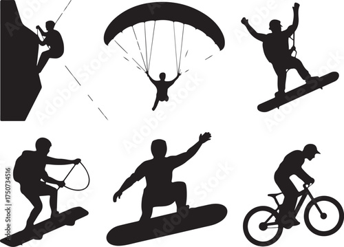 Action sports silhouettes inspire adventure and excitement
