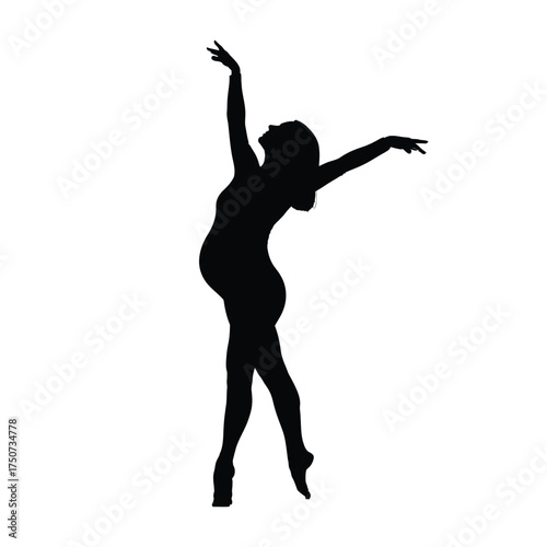 Elegant pregnant woman dancing in dynamic pose