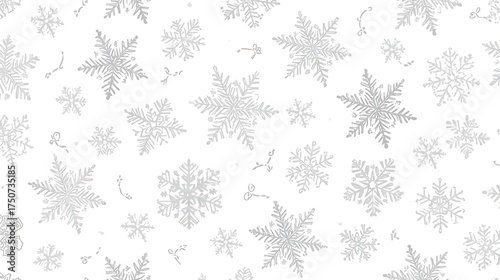 A vector seamless pattern with snowflakes and floral elements, perfect for Christmas and winter season decoration and design