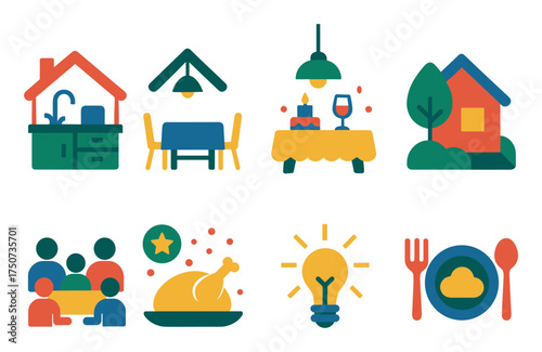 Family Dinner Icons