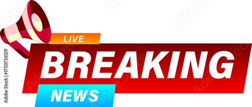 Breaking news template for live broadcast, Breaking news media sticker.