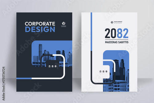 Business Report Cover Template – Blue Geometric Layout (A4)