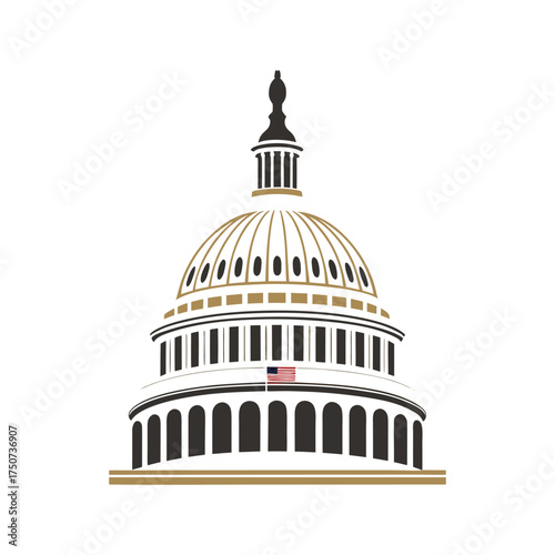 Capitol Dome Illustration – American Government Building Vector Art