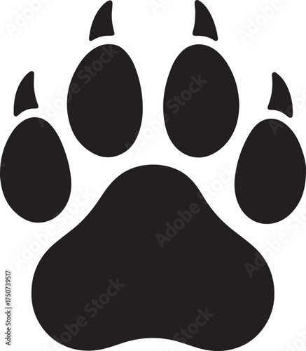 Wildcat paw print silhouette vector flat illustration design.