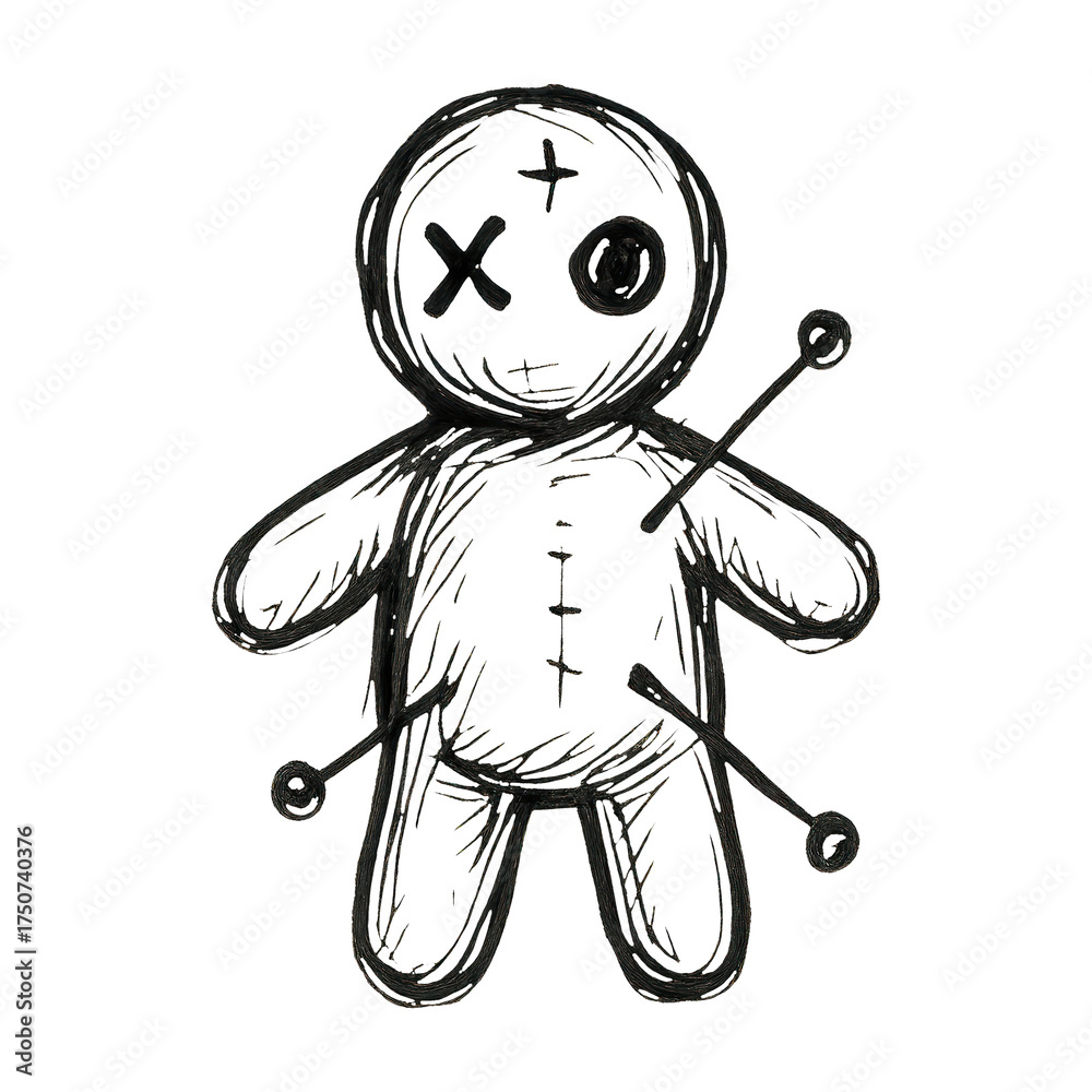 Fototapeta premium PNG Hand-drawn voodoo doll illustration.
