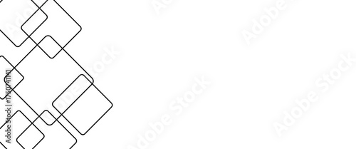 A white background with overlapping black lines creates a modern and elegant abstract pattern for design, presentation or technology themes.