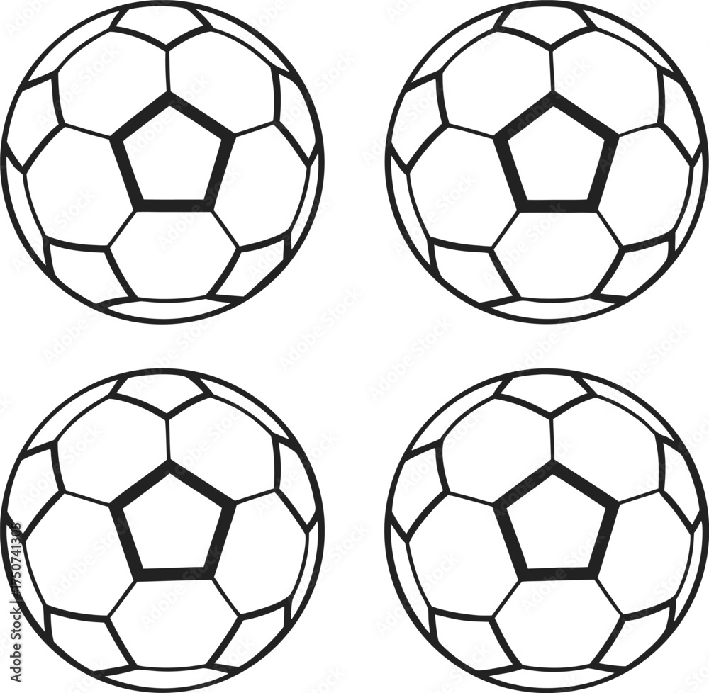Obraz premium Soccer Ball Icon Set – Football Outline Vector Design