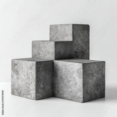 Abstract concrete cubes on a white surface