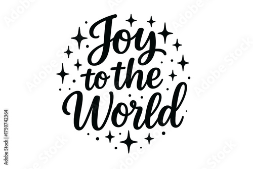 Joyful Typography Art. Joy to the World. modern hand lettering, smooth curves, balanced composition, clear