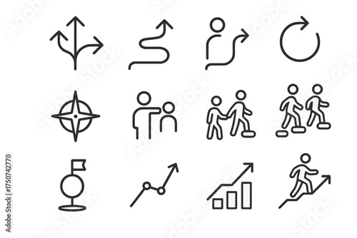 Mentorship Icon Set. Mentorship and support networks. Line outline icon set of Mentorship and support networks