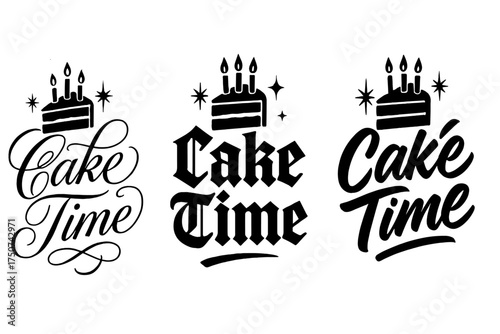 Cake Time Calligraphy. Cake Time. Create a calligraphy lettering illustration of the phrase: Cake Time. Render