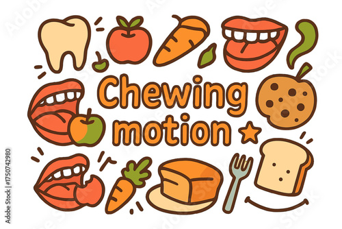 Chewing Motion Doodle. Chewing motion. Hand-drawn doodle illustration of Chewing motion. jaw, teeth, molar,