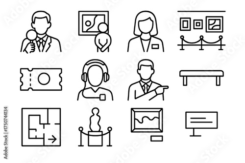 Modernism Icon Set. Modernism and its effect on contemporary art. Line outline icon set of Modernism and its