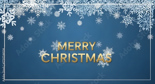 Merry Christmas geometric falling snowflakes banner design