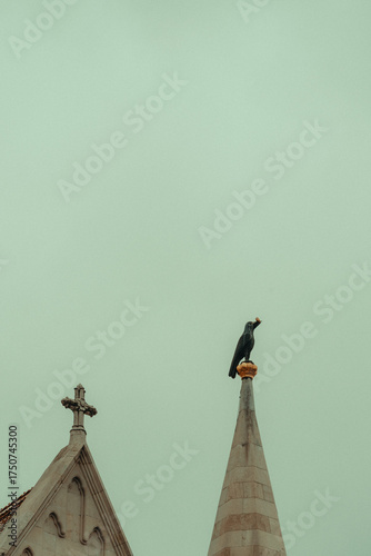 Photography Church rooftop with cross Budapest