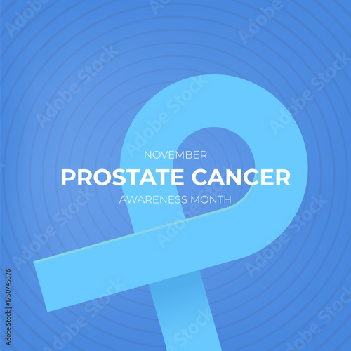 Prostate cancer awareness month banner with blue ribbon icon. Blue November is prostate cancer awareness month. Movember mens health month poster and square banner