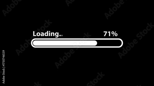 Abstract loading icon animation on Black background. Progress loading bar indicator from 0 to 100 increasing percentage.