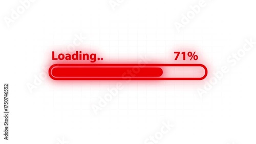 Abstract loading icon animation on White background. Progress loading bar indicator from 0 to 100 increasing percentage.