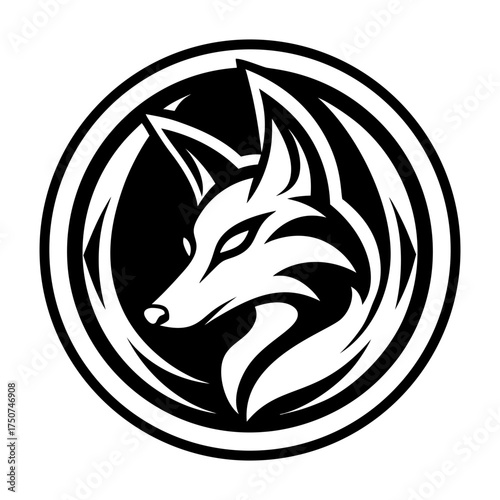 A glyph style icon of a canid logo