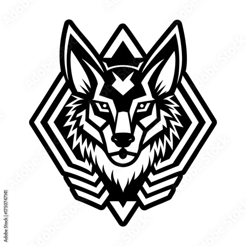 Solid style icon showing a wild jackal head