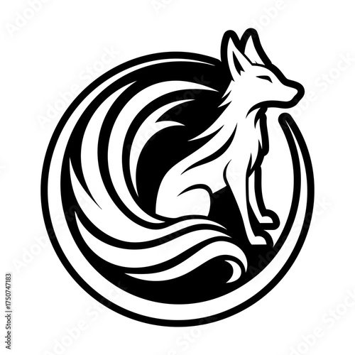 A glyph style icon of a canid logo