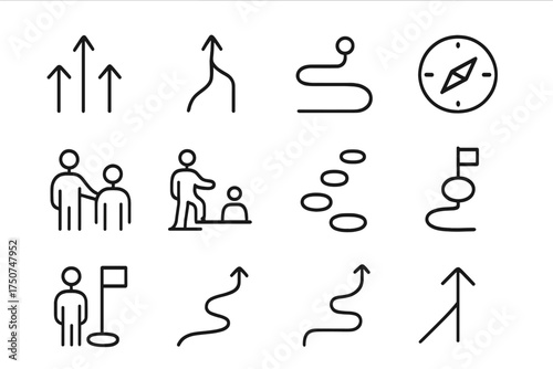 Mentorship Icon Set. Mentorship and support networks. Line outline icon set of Mentorship and support networks