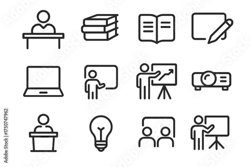 Mentorship Icon Set. Mentorship and support networks. Line outline icon set of Mentorship and support networks
