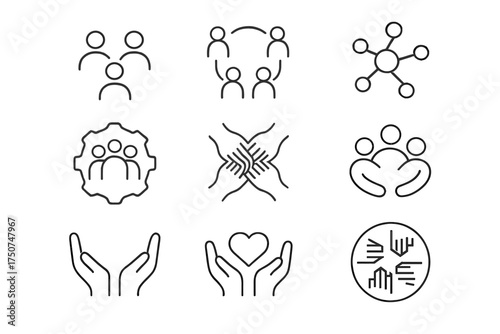 Mentorship Icon Set. Mentorship and support networks. Line outline icon set of Mentorship and support networks