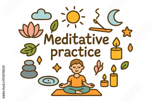 Meditative Practice Doodle. Meditative practice. Hand-drawn doodle illustration of Meditative practice. person