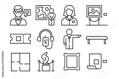 Modernism Icon Set. Modernism and its effect on contemporary art. Line outline icon set of Modernism and its